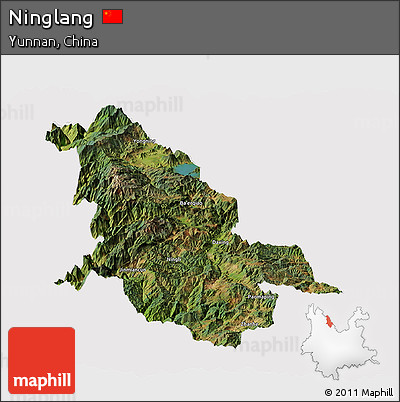 Satellite Panoramic Map of Ninglang, cropped outside