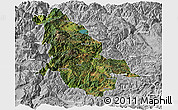 Satellite Panoramic Map of Ninglang, lighten, desaturated