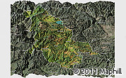 Satellite Panoramic Map of Ninglang, semi-desaturated