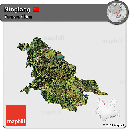 Satellite Panoramic Map of Ninglang, single color outside