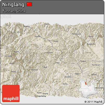 Shaded Relief Panoramic Map of Ninglang