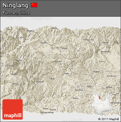 Shaded Relief Panoramic Map of Ninglang