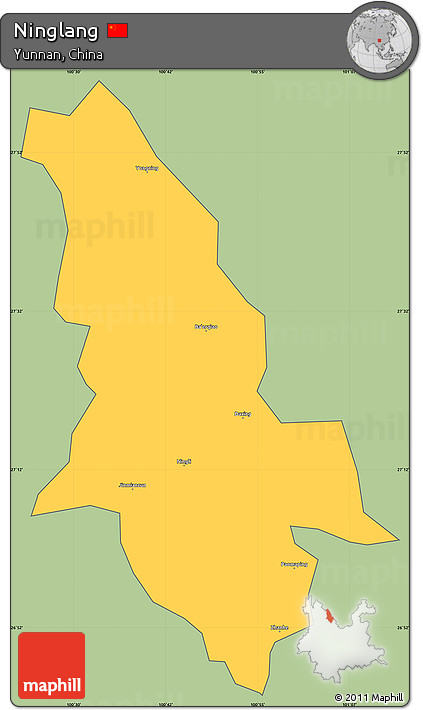 Savanna Style Simple Map of Ninglang, cropped outside