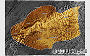 Physical 3D Map of Qiubei, darken, desaturated