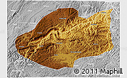 Physical 3D Map of Qiubei, lighten, desaturated