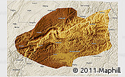 Physical 3D Map of Qiubei, shaded relief outside