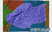 Political 3D Map of Qiubei, darken