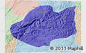 Political 3D Map of Qiubei, lighten