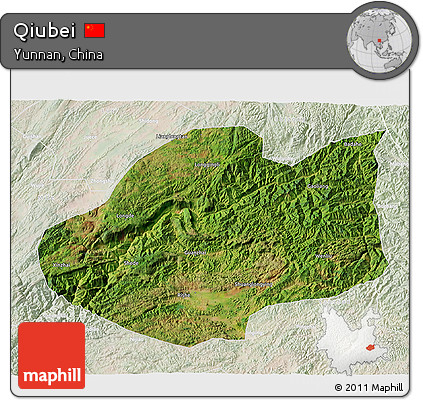 Satellite 3D Map of Qiubei, lighten