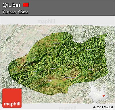 Satellite 3D Map of Qiubei, lighten