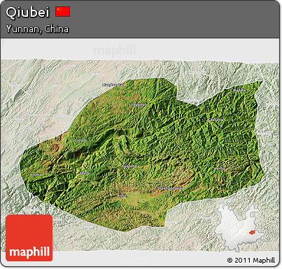 Satellite 3D Map of Qiubei, lighten