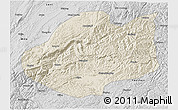 Shaded Relief 3D Map of Qiubei, desaturated