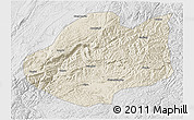 Shaded Relief 3D Map of Qiubei, lighten, desaturated