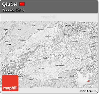 Silver Style 3D Map of Qiubei