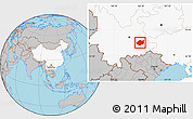Gray Location Map of Qiubei, highlighted country