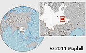 Gray Location Map of Qiubei, highlighted parent region, hill shading
