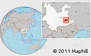 Gray Location Map of Qiubei, highlighted parent region