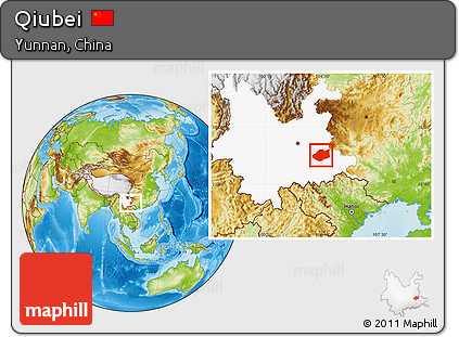 Physical Location Map of Qiubei, highlighted parent region