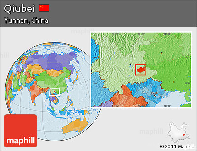 Political Location Map of Qiubei