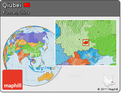 Political Location Map of Qiubei