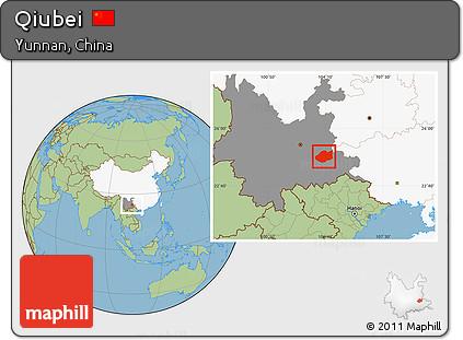 Savanna Style Location Map of Qiubei, highlighted country, highlighted parent region