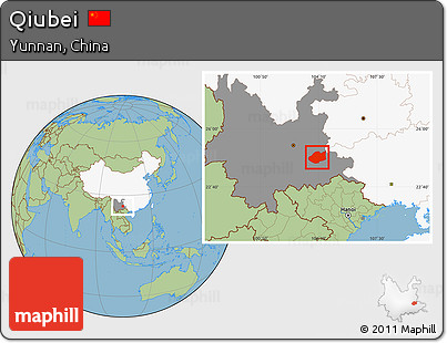Savanna Style Location Map of Qiubei, highlighted country, highlighted parent region