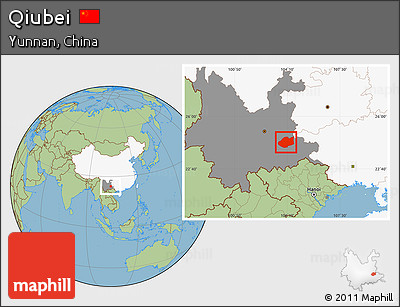 Savanna Style Location Map of Qiubei, highlighted country, highlighted parent region