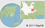 Savanna Style Location Map of Qiubei, highlighted parent region