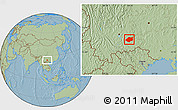 Savanna Style Location Map of Qiubei, hill shading