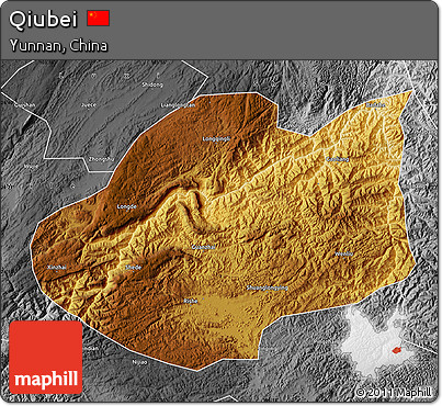 Physical Map of Qiubei, desaturated