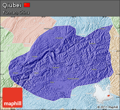 Political Map of Qiubei, lighten