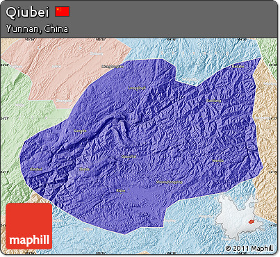 Political Map of Qiubei, lighten