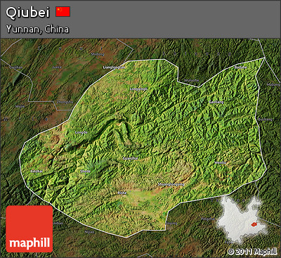 Satellite Map of Qiubei, darken