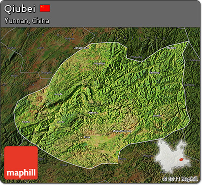 Satellite Map of Qiubei, darken