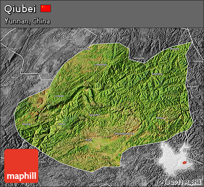Satellite Map of Qiubei, desaturated