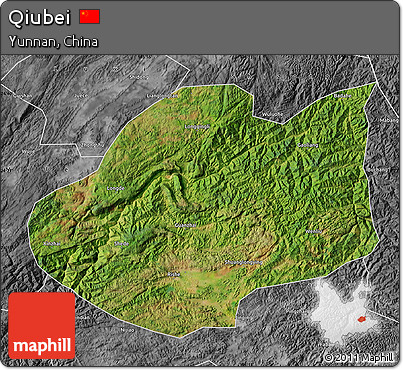 Satellite Map of Qiubei, desaturated