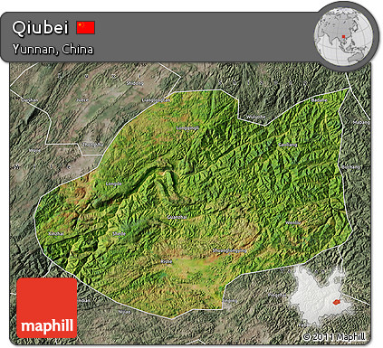 Satellite Map of Qiubei, semi-desaturated