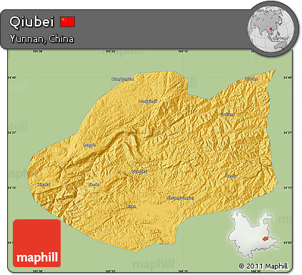 Savanna Style Map of Qiubei, single color outside