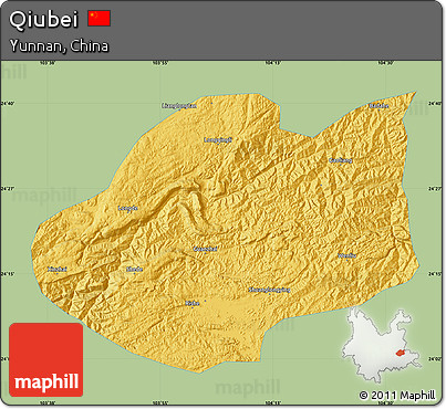 Savanna Style Map of Qiubei, single color outside