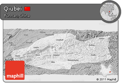 Gray Panoramic Map of Qiubei