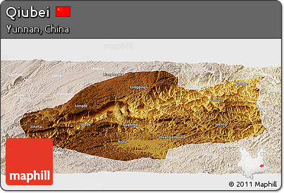 Physical Panoramic Map of Qiubei, lighten