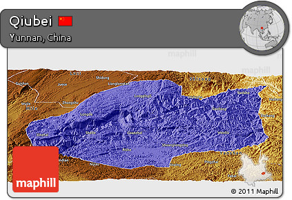 Political Panoramic Map of Qiubei, physical outside