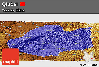 Political Panoramic Map of Qiubei, physical outside