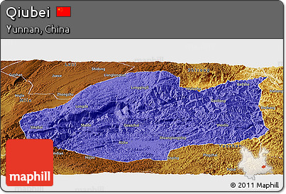 Political Panoramic Map of Qiubei, physical outside