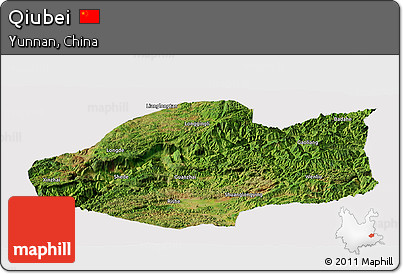 Satellite Panoramic Map of Qiubei, cropped outside