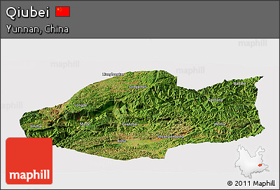 Satellite Panoramic Map of Qiubei, cropped outside