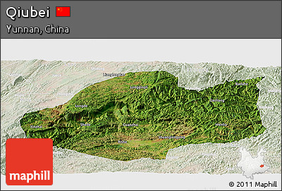 Satellite Panoramic Map of Qiubei, lighten