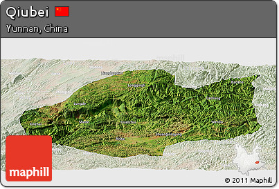 Satellite Panoramic Map of Qiubei, lighten