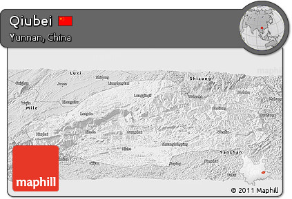 Silver Style Panoramic Map of Qiubei