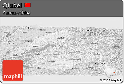 Silver Style Panoramic Map of Qiubei